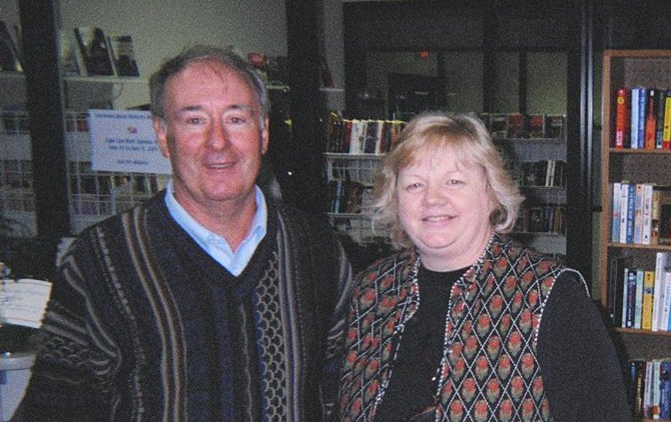 Dirk with Debbie Beamer at her Mechanicsburg Mystery Book Store